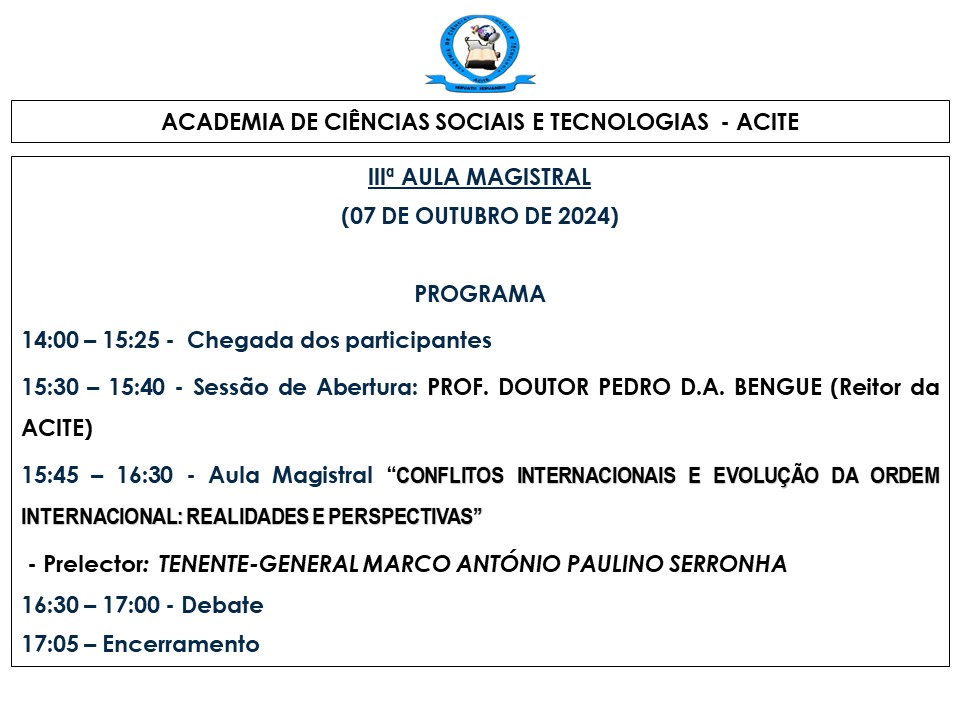 Programa da AULA MAGISTRAL